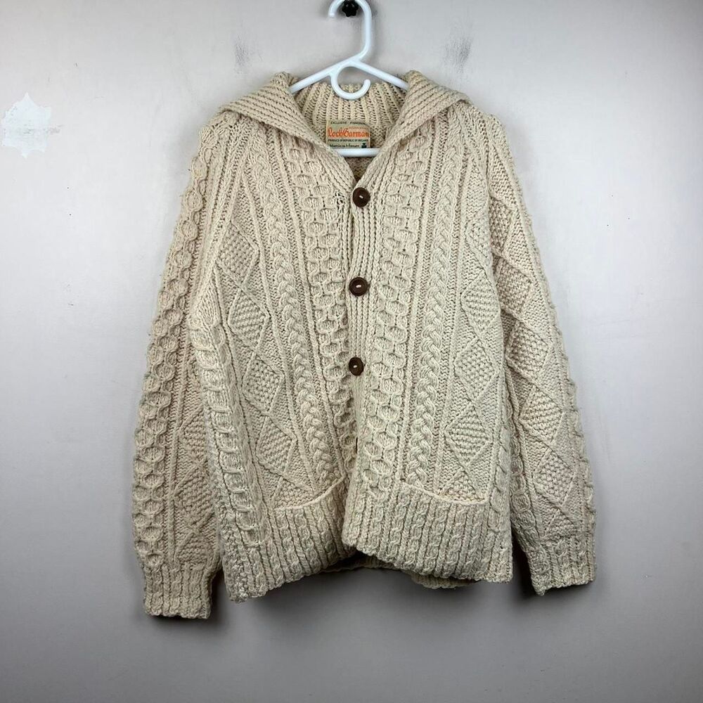 Lock Garman 1990s Irish Fisherman Cable Knit Aran Sweater Size L